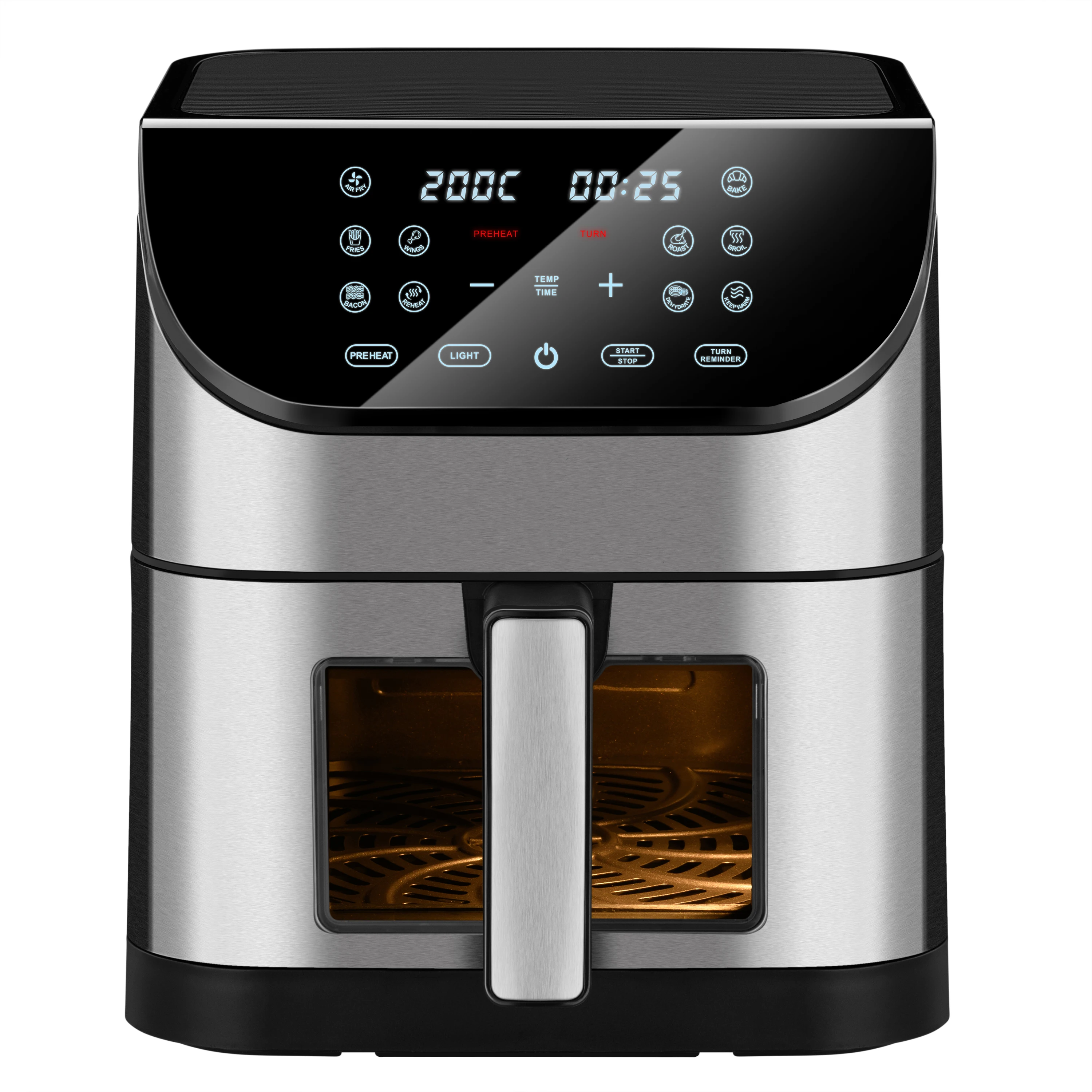 New Electric Home Appliances 1800W 8L Kitchen large capacity square air fryer oven with touch screen