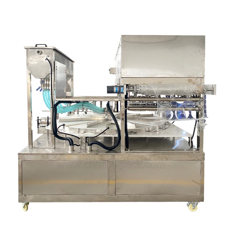 Auto Rotary Liquid Bottle Filling Sealer Custom 4 Nozzle Coconut Milk Container Foil Cutting Sealing Machine For Production Line