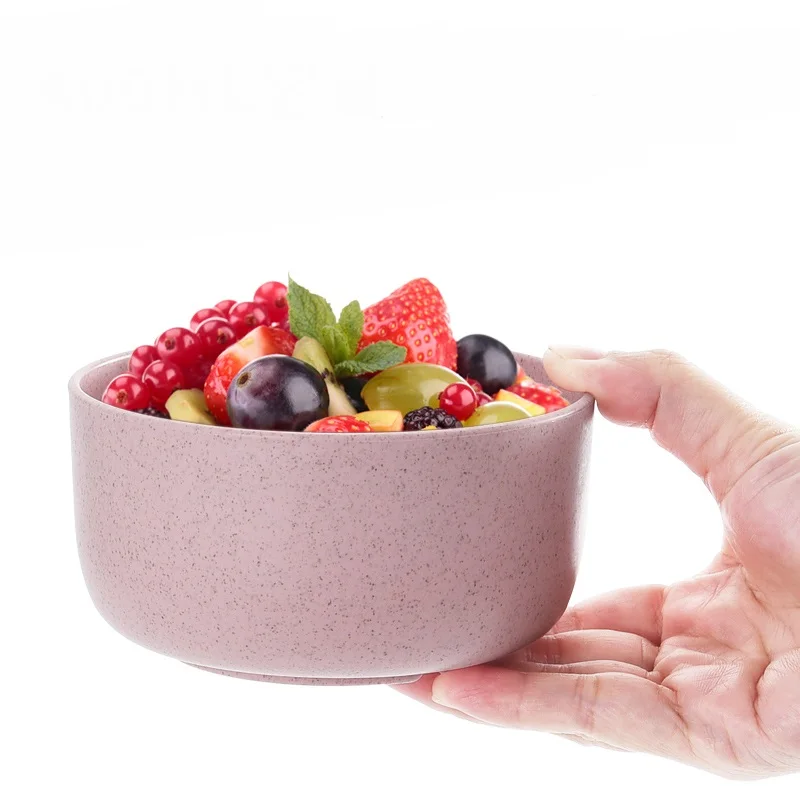 
Hot Sale Biodegradable Natural Wheat Fiber Straw Bowl Set Plastic Rice Soup Food Bowl Dinnerware for Home Hotel Tableware 