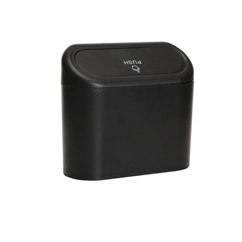 Car Trash Bin Hanging Vehicle Garbage Dust Case Storage Box Black Abs Square Pressing Type Trash Can Auto Interior Accessories