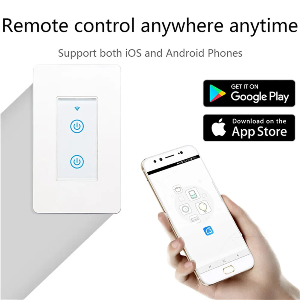 US Hot Homekit Wireless Control 2 Gangs Tuya Smart Home Auto Switch Wifi Smart Timer Wall Switch LED Light Smart Touch Switch