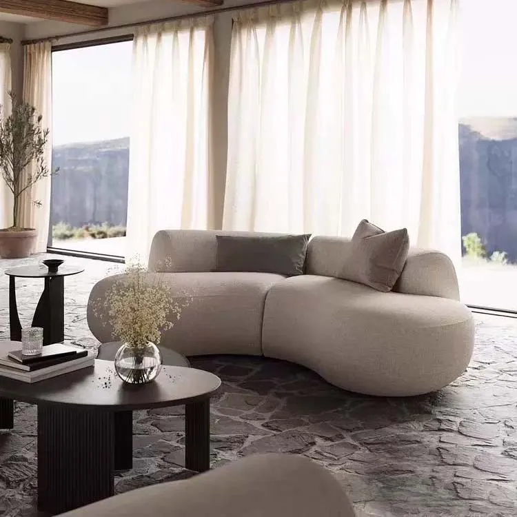Good Quality Modern Living Room Curved Lounge Sofa Luxury White Velvet Fabric Sofa Set For Home Furniture