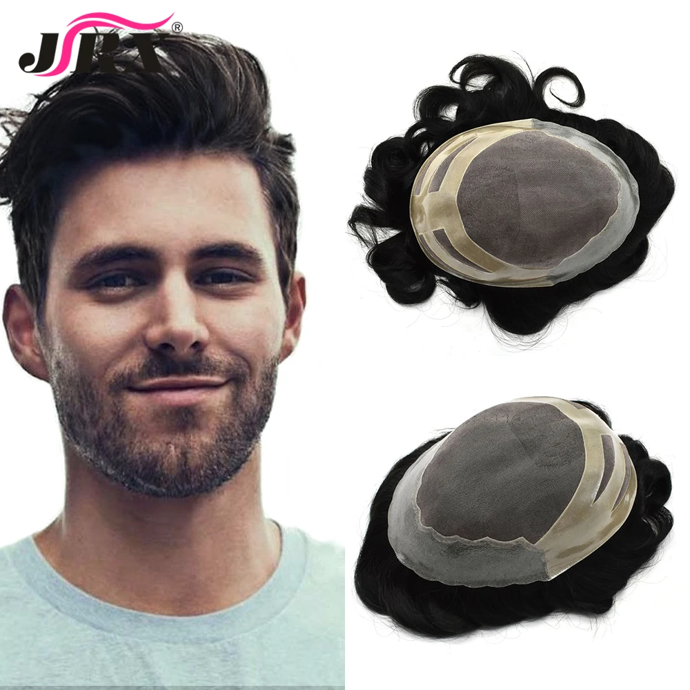 Прочная сменная система искусственной кожи, парик из индийских человеческих волос Remy для мужчин