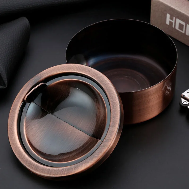 Free Sample Custom Portable Cigarette Ash Bin Stainless Steel Ash Tray cigar ashtray Metal ash tray