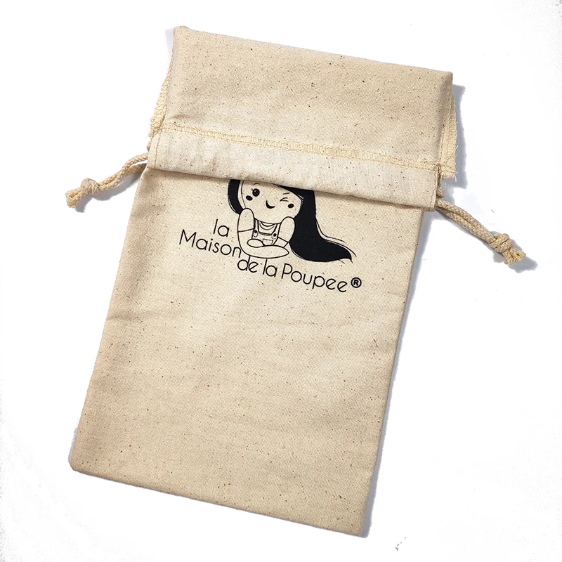 Custom Dust Bag Organic Muslin Packing  Canvas Custom logo Wholesale 180gms Cotton String Pouch