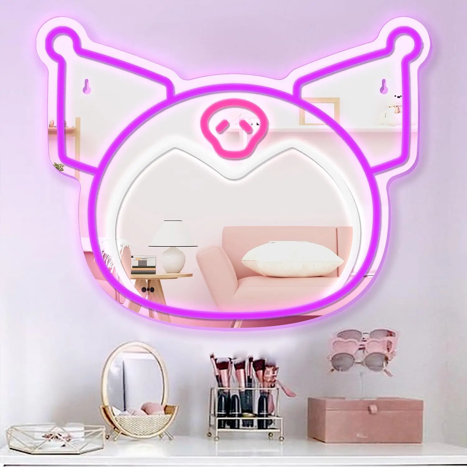 Anime LED Neon Lights Dimmable Mirror Light Signs for Kids Girls Bedroom Decor for Teens Daughter & Girlfriend Gifts