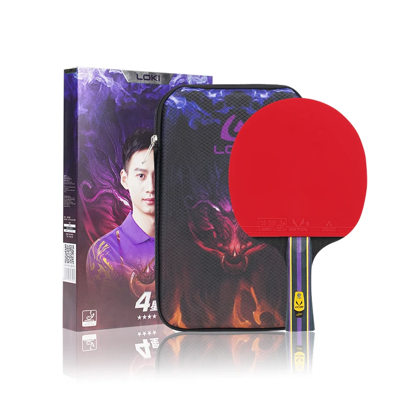 Loki R4 Professional Ping Pong Paddle Ayous Black Basswood 7 Ply Pure Wood Portable Table Tennis Racket