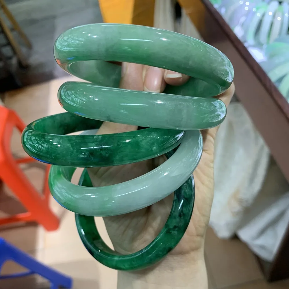 Wholesale 56~60mm Natural Myanmar Multicolor Random Color Jade Jadeite Jade Adult Bangle Charm Bangles For Women