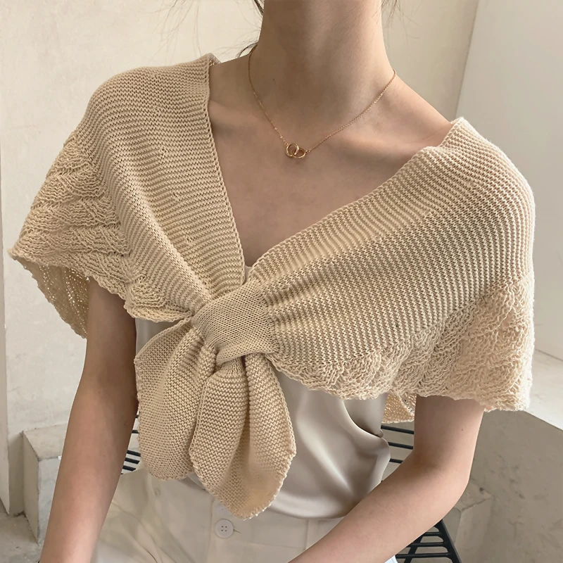 Knitted Crochet Hollow Collar Women Small Shawl decorative Women Clothes Accessories Detachable False Collars