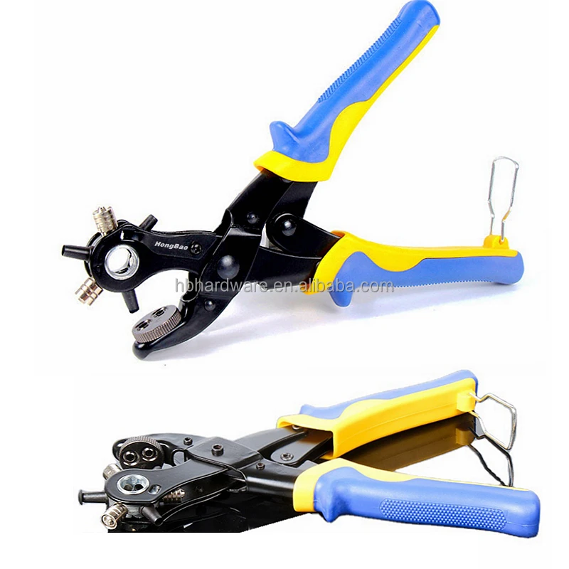 3 In 1 Hole Rotary Punch Pliers Handheld Buckle Button Press Eyelet Pliers Tools Grommets Five Jaw Eyelet Revolving Punch Pliers