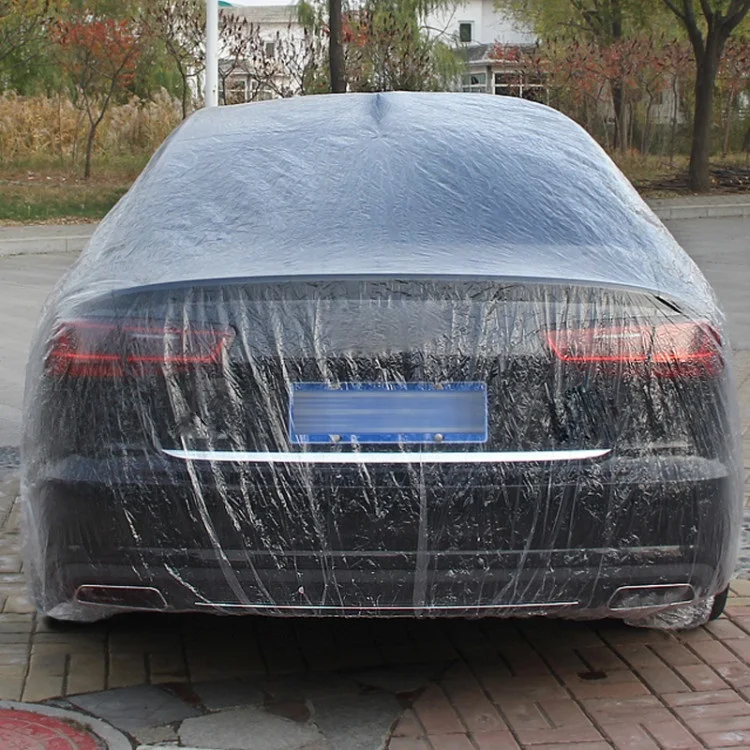 dust proof wholesale parking free sample transparent universal disposable car cover plastic