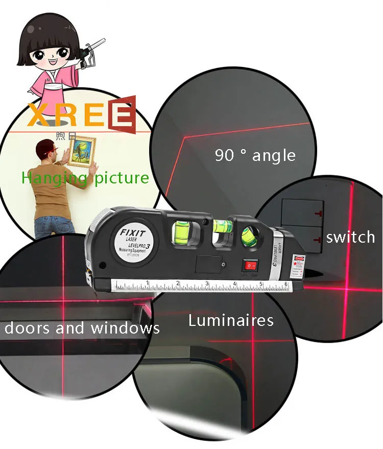 Laser level ruler multifunctional household infrared decoration cross line right angle level high-precision marking device