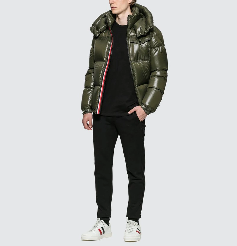 2022 New design custom winter green goose down padded parka bubble coat puffer quilted jackets for men