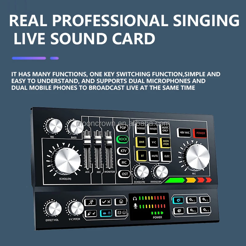 P9 48V phantom power supply Sound Card recording karaoke tarjeta de sonido External usb  Audio Sound Cards & Mixers
