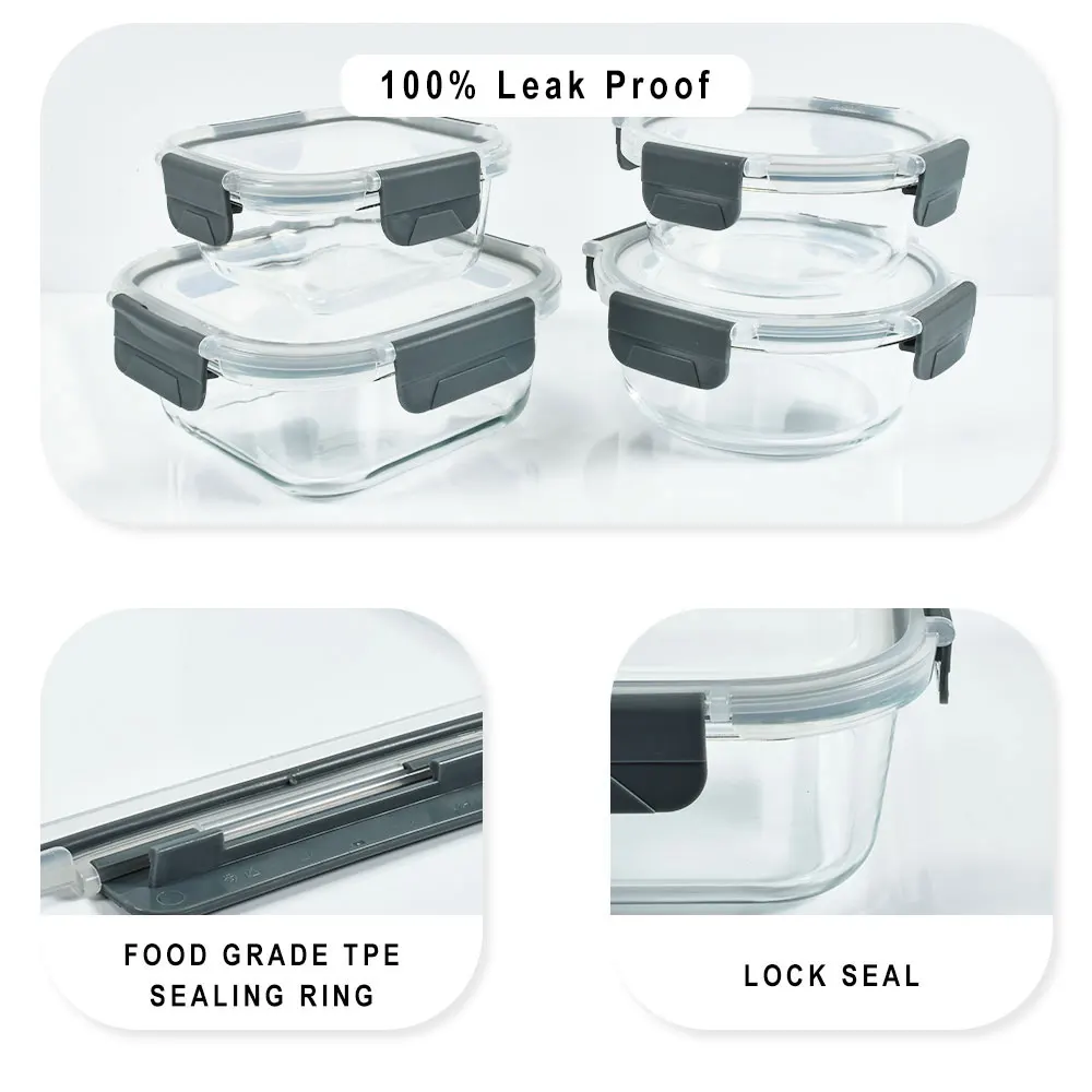 Easying carrying glass tritan food container kids rectangle food bento lunch box with locking lid