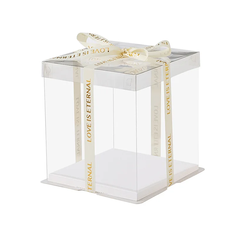 30X30X40 Compartment Reusable Sturdy Transparent Chiffon Sample Cupcake Cartoon Cake Box Lid