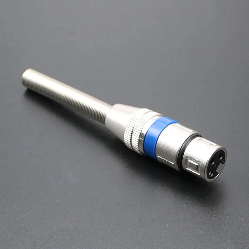 3Pin Female Male MIC Jack Plug Audio Microphone Cable Connector Blue Metal 3-Pin Connectors Adapter For Microphone KTV