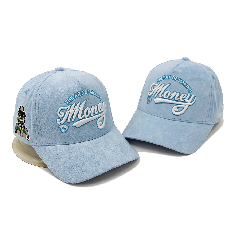 Hot Selling 100% Suede 5 Panel A Frame Custom 3D Embroidery Logo High Crown Chamois Classic Adjustable Snapback Baseball cap