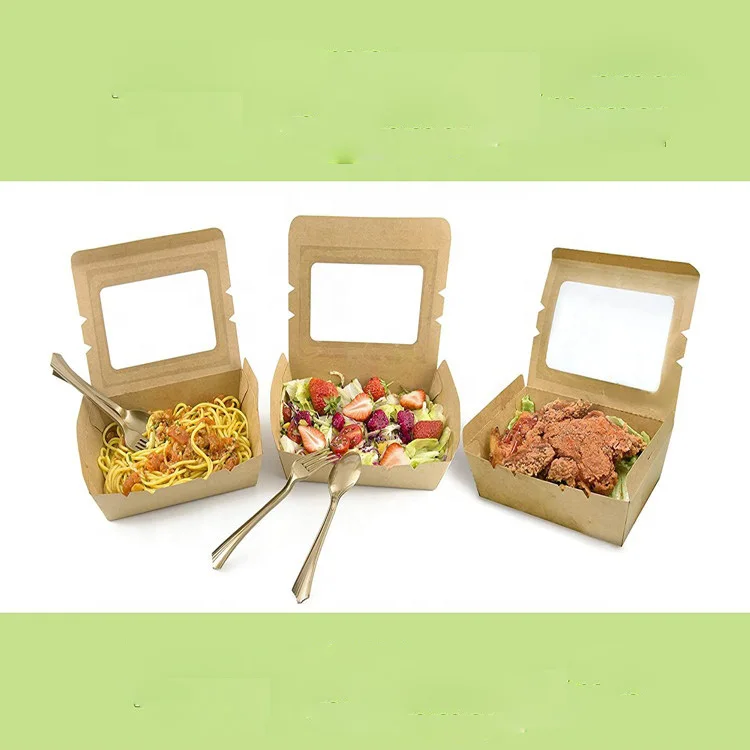 Custom Disposable Japanese Salad Rice Meal To Go Packaging Take Away Food Container Paper Bento Lunch Takeaway Box