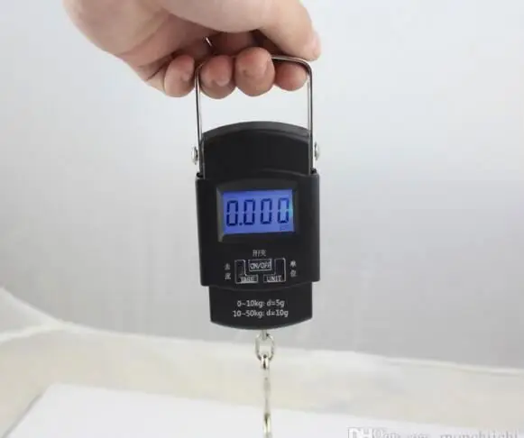 FREE SHIPPING hot sales Electronic Digital Handing Pocket Scale 50kg 10g Portable Luggage Fishing scales kitchen hook balance