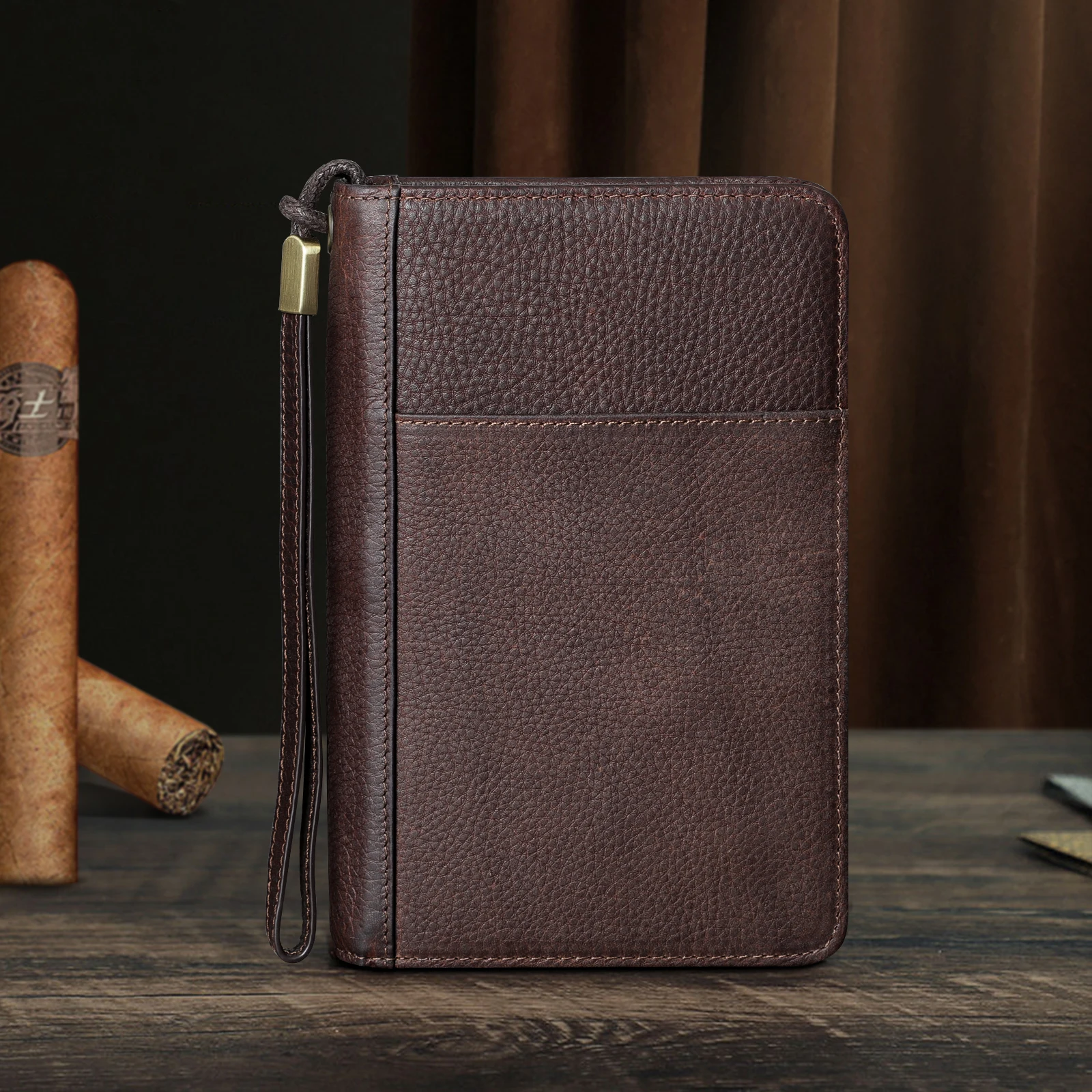 Wholesale Custom Logo Genuine Leather Humidor Cigar Case Lighter Cutter Box Portable Travel Luxury Travel Humidor Cigar Bag