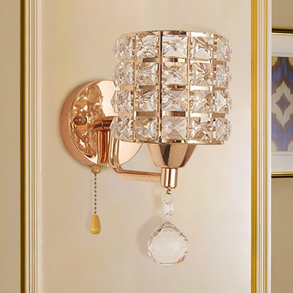 Luxury morden crystal decoration cylinder night wall lamps restaurant E27 Glass Wall Mounted Reading Lamps