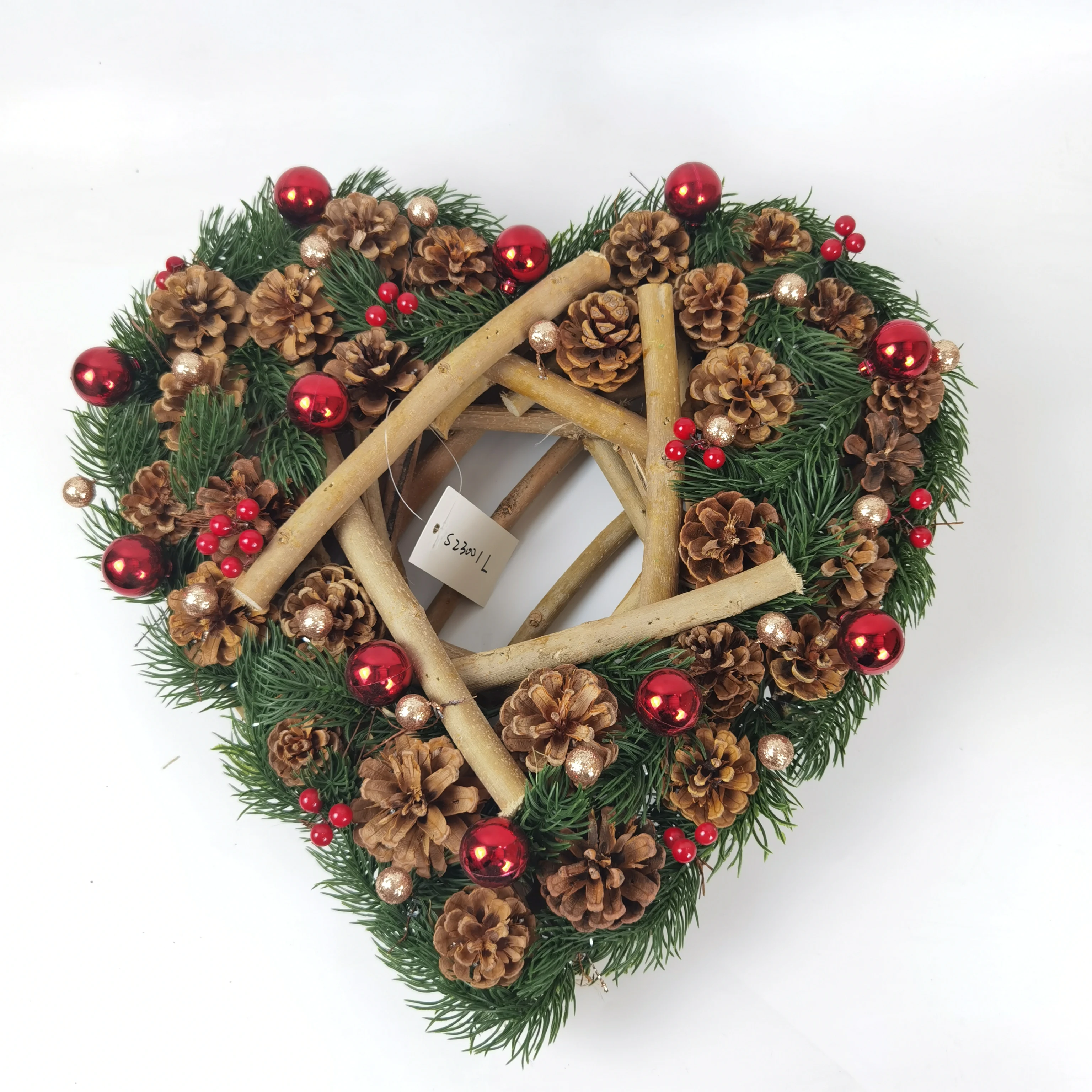 wholesale heart shape artificial christmas wreath handmade decoration