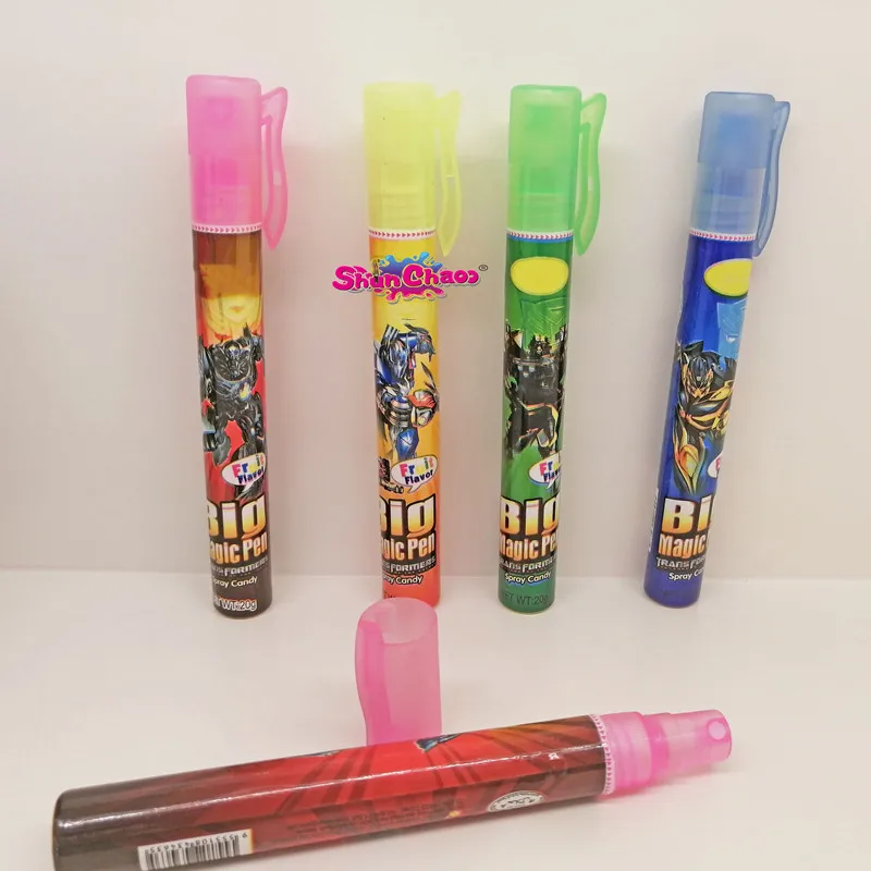 Special Design High-grade  Candy Color Transformers Cartoon Pen Shape Toy Fruity Liquid Spray Candy