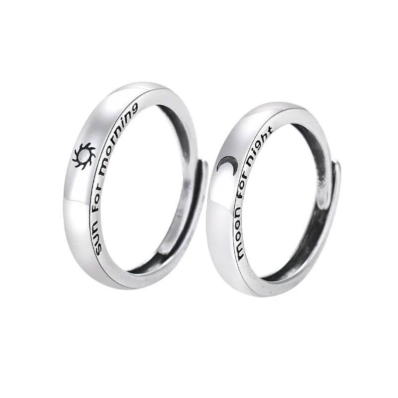 2021 Hot selling  s925 silver ring Sun and Moon Couple Ring Female Korean Fashion Retro Open Ring