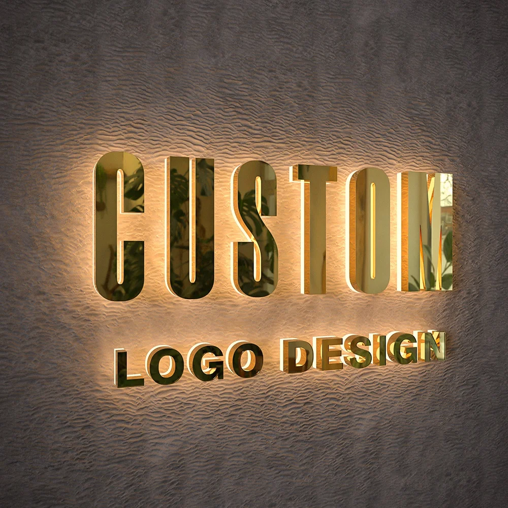 Custom 3D Business Sign 3D Metal Sign Custom Sign  Backlit Logo  For Company Wall Logo Signboard