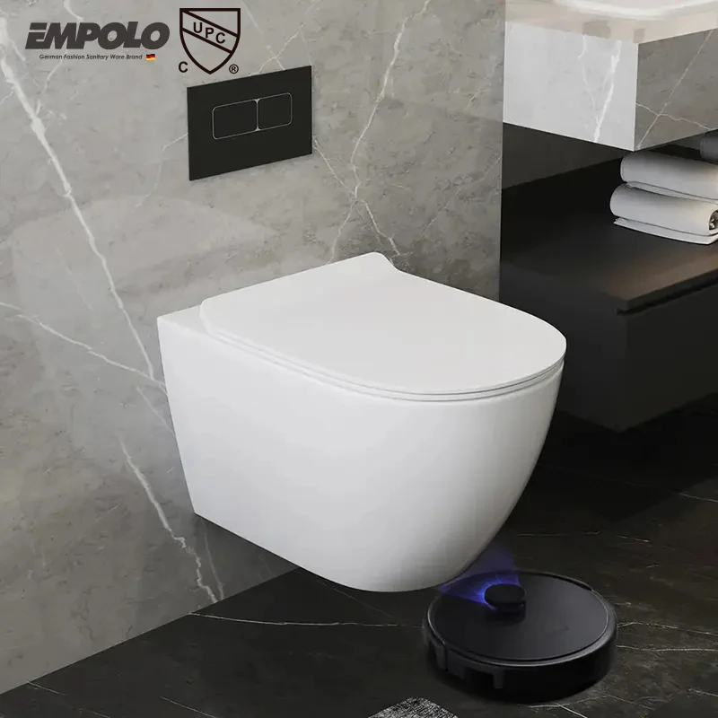 Empolo cUPC toilet ceram washroom wall mounted wc toilet one piece bathroom water closet white washdown wall hung ceramic toilet