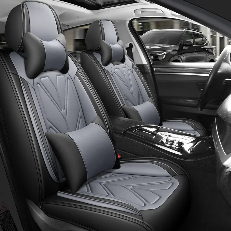 5D 9D Waterproof Leather Car Seat Cover Car Interior Accessories Full Set Universal Luxury Seat Cushions 13 Pcs For Cars