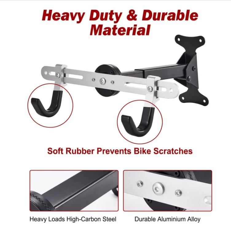 Horizontal Wall Mount Hanger Indoor Bicycle Hook Holder Storage Rack for Home or Garage