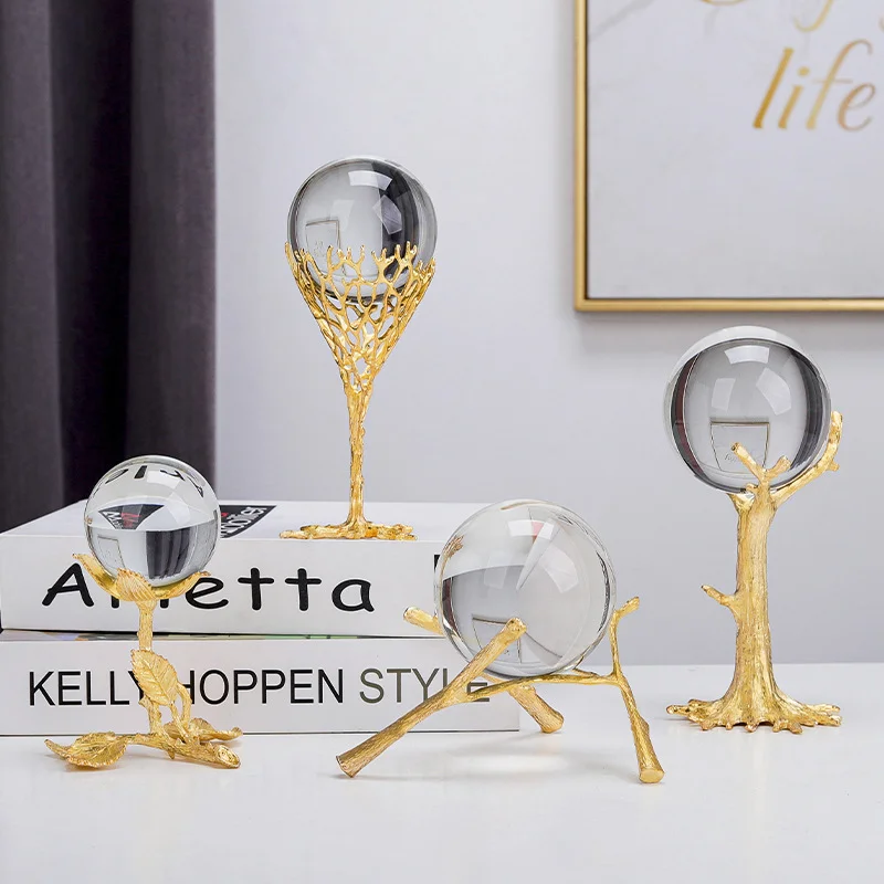 Hot Sale Creative Modern Minimalist Metal Art Craft Furnishings Decor Tabletop Interior Crystal Ball Ornaments Home Decoration