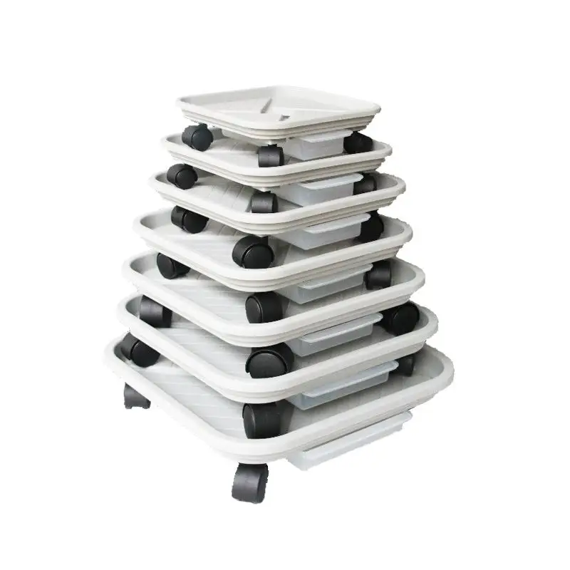 Factory Wholesale Round Square Pot Plant Stand Thickened Flower Pot Mover Holder with Drainage Water Container