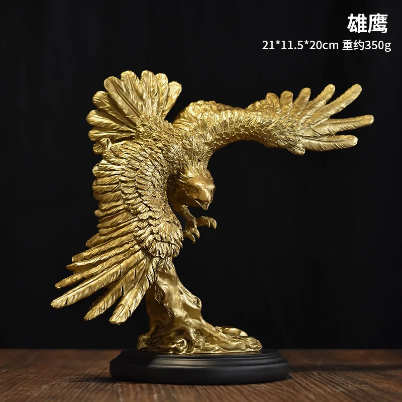 Retro American Falcon Eagle Hawk Simulated Golden Eagle Statues Resin Craft Decoration Living Room Office Wine Cabinet Ornaments