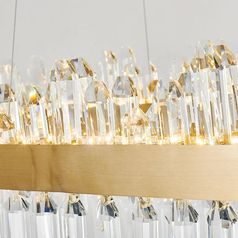 Gold Oval-shaped K9 Crystal Led Pendant Lamp Home Light Fixtures Ceiling circular chandelier