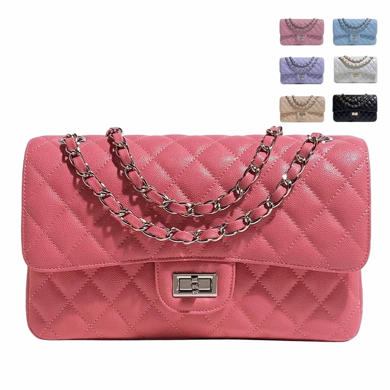 Wholesale Private Label Fashion Luxury Ladies Shoulder Bag Elegant Quilted Chain Bag Pu Leather Custom Logo Womens Shoulder Bags