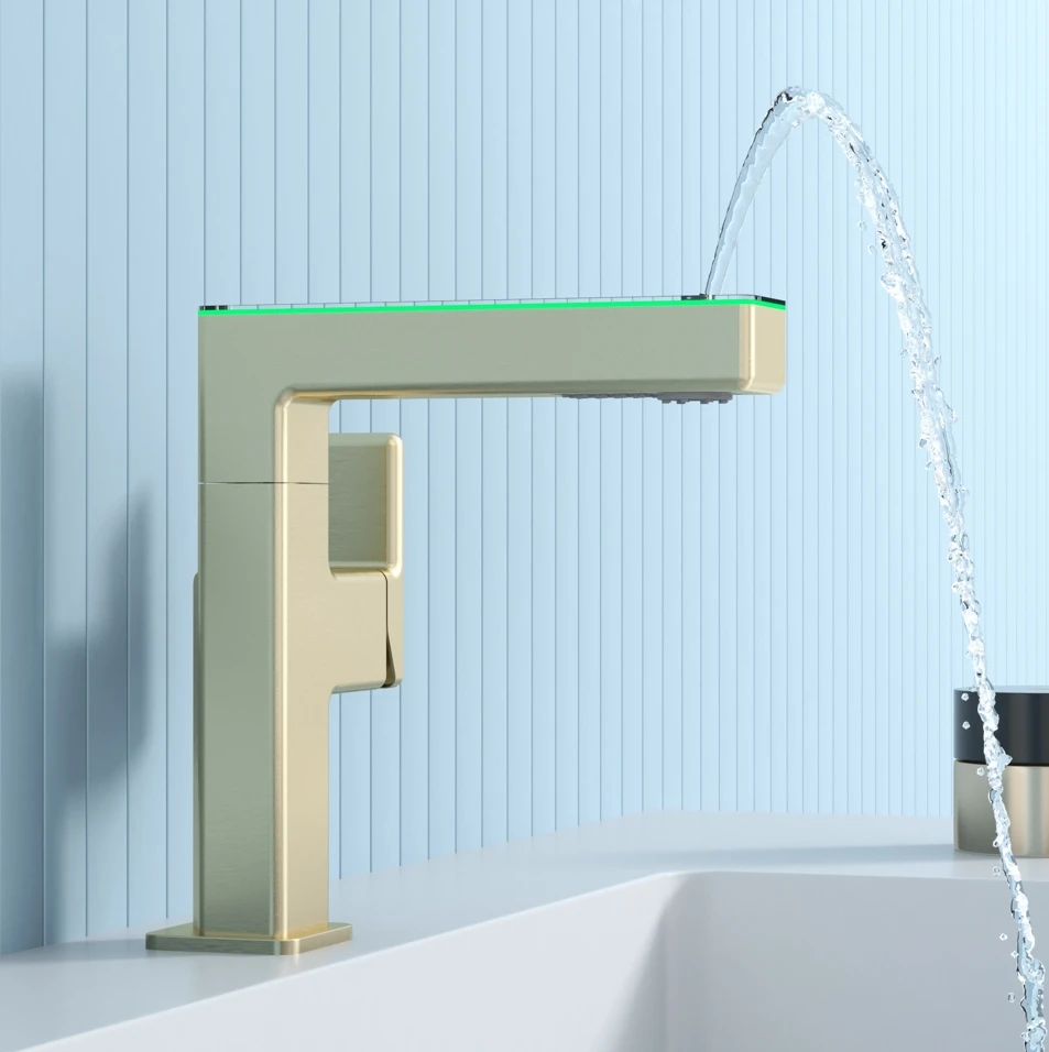 High Quality Bathroom 3-gear Digital Display Sanitary Ware Brushed Tap Kitchen Faucet Gold Wash Basin Mixer