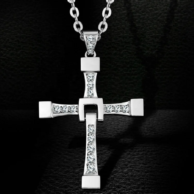 Custom fashion jewelry 925 sterling silver fast and the furious cross pendant necklace