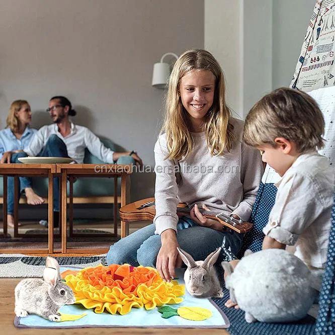 Small Pet Foraging Mat Rabbits Guinea Pigs Washable Snuffle Pad Interactive Training Smell Dog Cat Feeding Mat Treat Dispenser