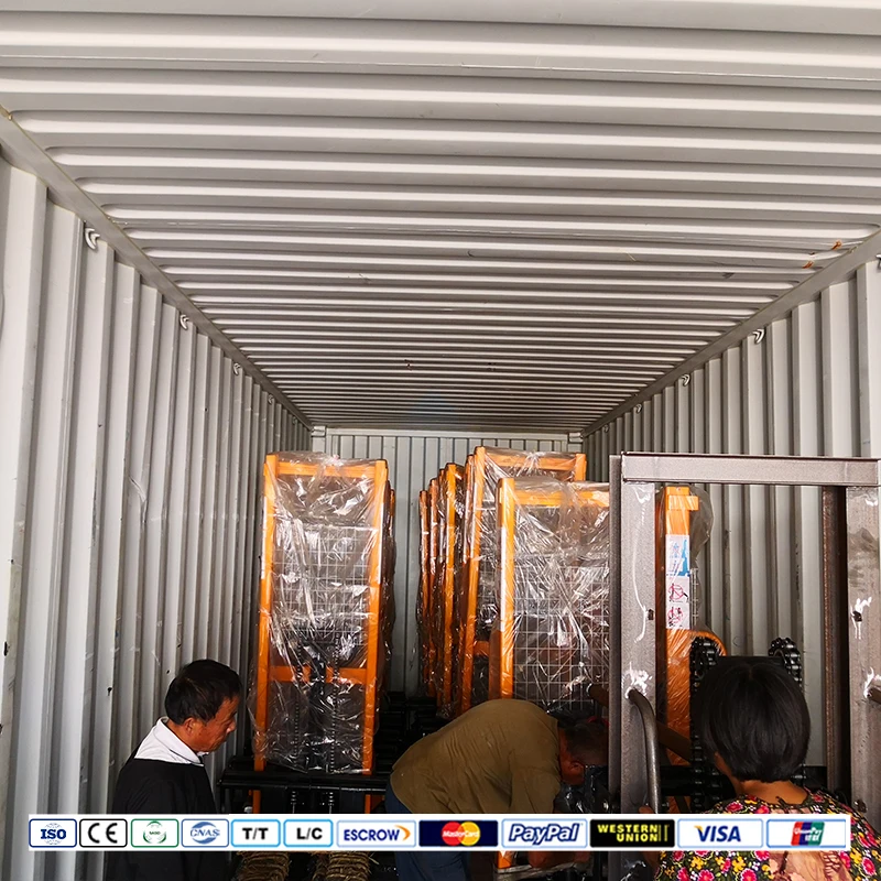 manual hydraulic pallet lifting machine 1t 1.5t 2t 3t mini small portable handling lift stacker with CE ISO hand fork lift