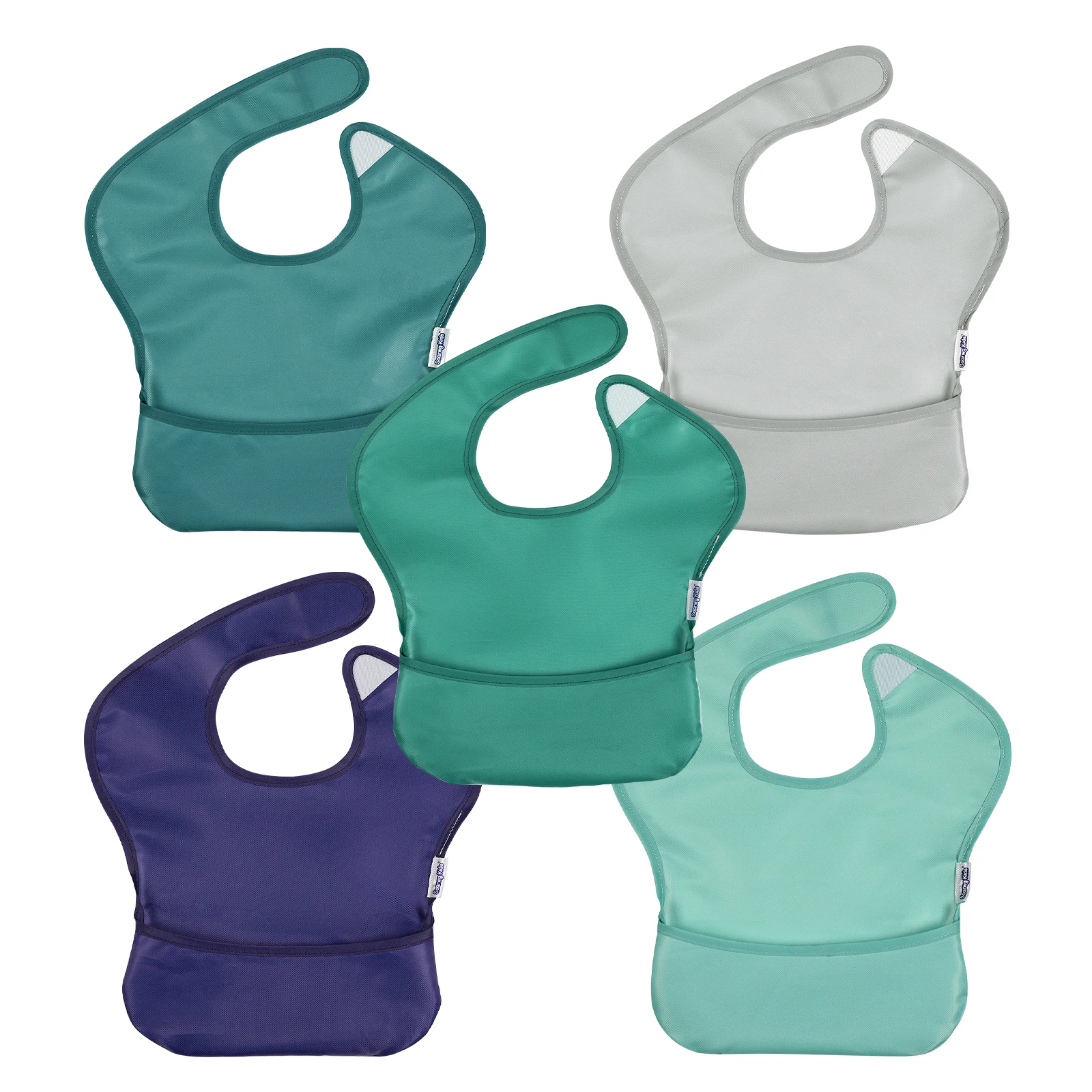 5 Pack Waterproof bib Super Light Weight Baby Bibs Washable Stain Oil and Odor Resistant Feeding Bib 3-24 Months