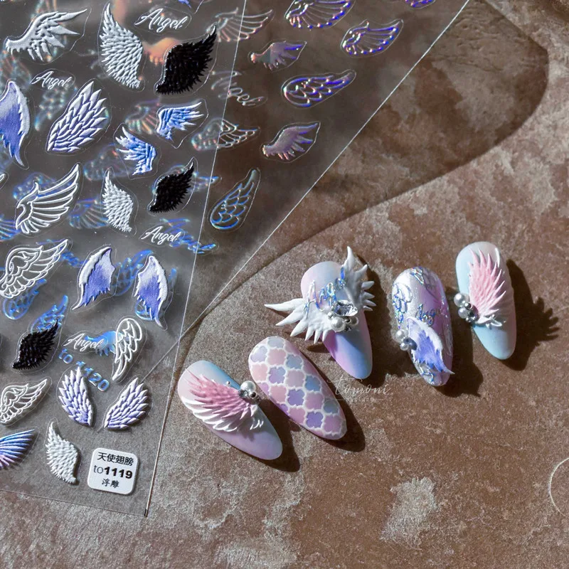 New style cute nail sticker 5D nail sticker angel wings