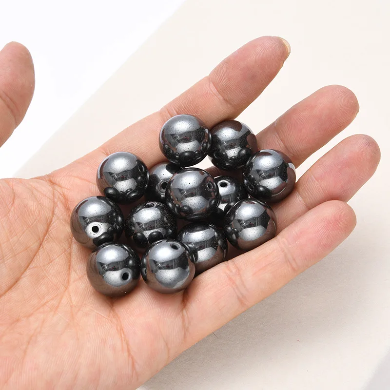 4mm Round Black Silver Gold Hematite Stone Beads for Jewelry Making