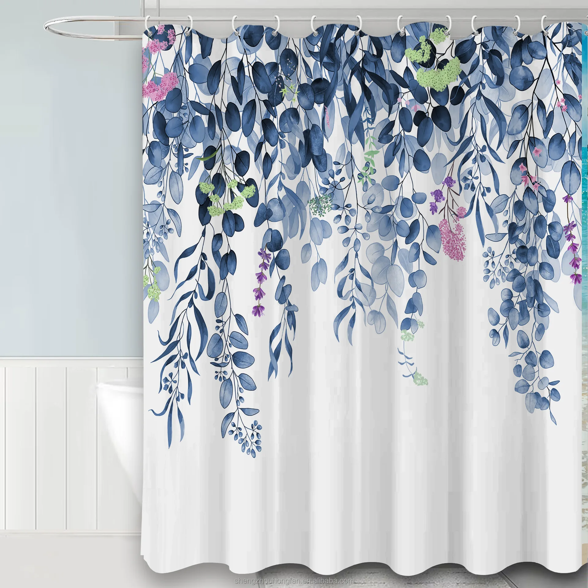 Shower Curtain, Green Shower Curtains for Bathroom, 3D Printing Washable Waterproof Cloth Plant Leaf Fabric Shower Curtain