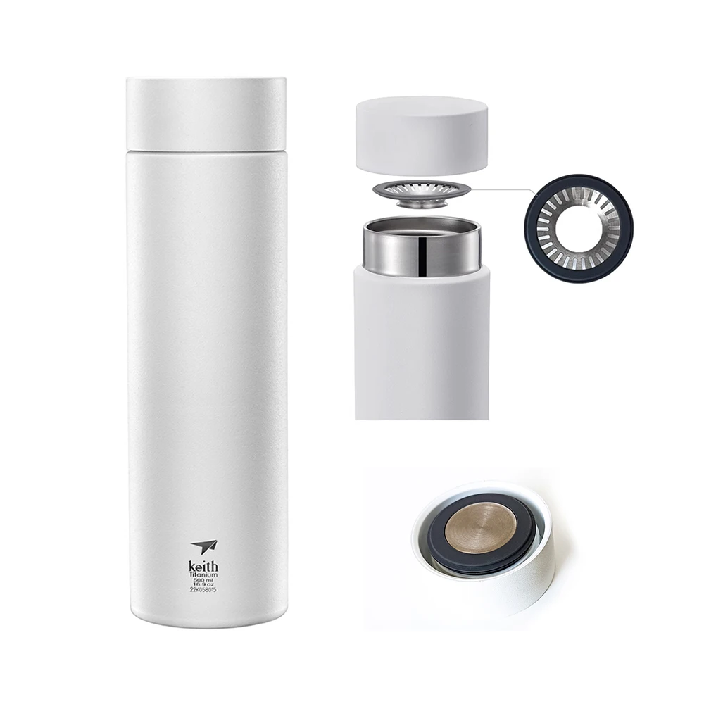 New Arrival Competitive Price Double Wall Vacuum Water Bottle Silicone Seal Grade 1 Pure Titanium Water Bottles Manufacturer