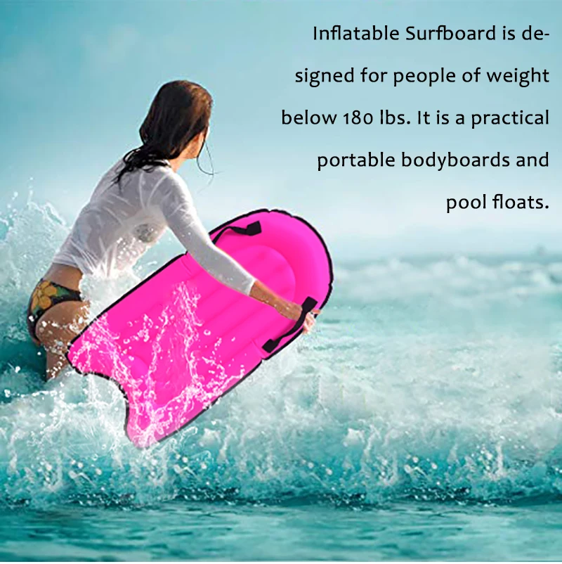 KingGear Inflatable Bodyboard Surfboard Lightweight Swimming Inflatable Floating Board for Kids