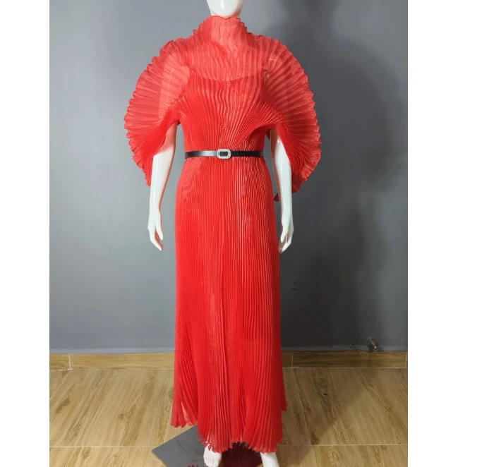 Лидер продаж дизайнерская модель Issey Miyake плиссированное Элегантное повседневное платье больших размеров Женские однотонные длинные платья
