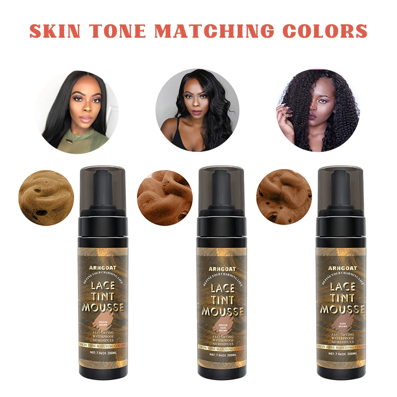 Professional Hair Color Mousse for Black Women Lace Tint Mousse Fast Drying No Residues Waterproof Lace Tint Foam 200ml. 7.06oz